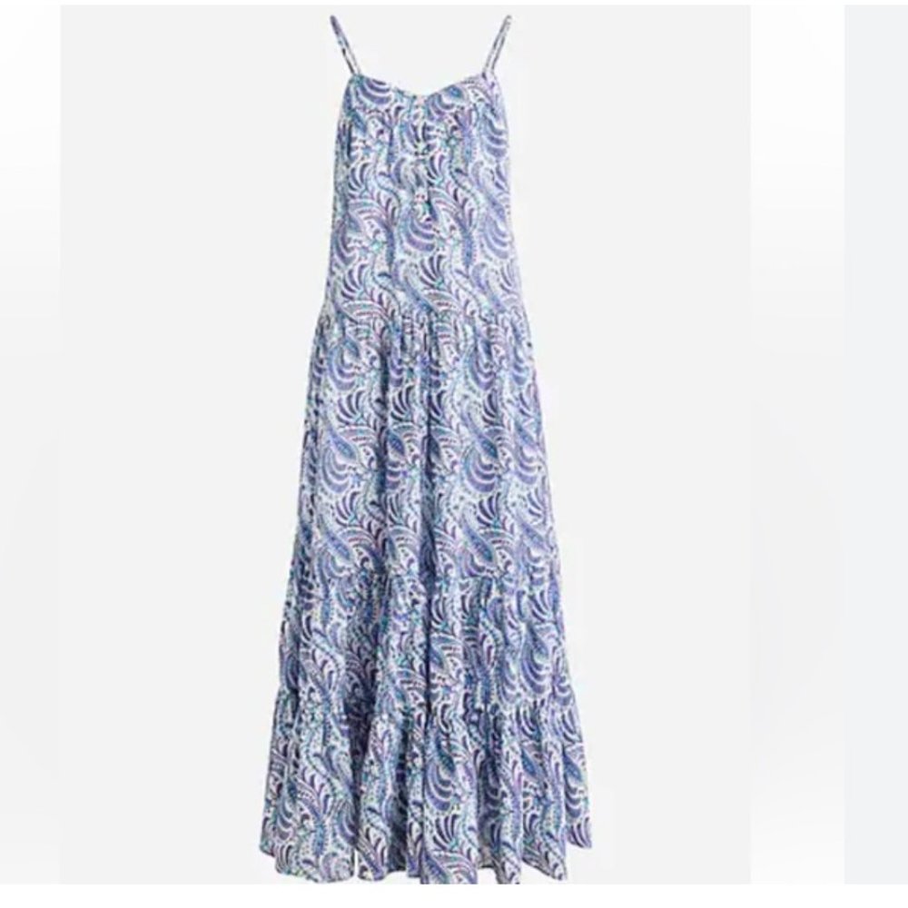 J. Crew Tiered Cotton Voile Shift Dress in Purple Paisley